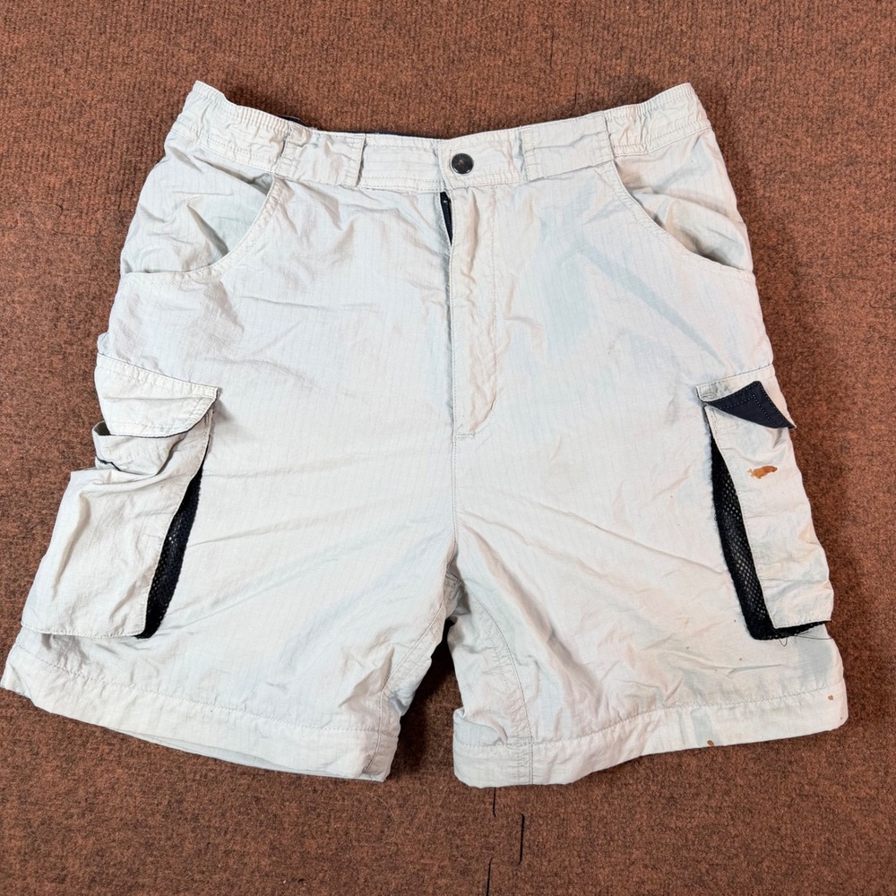 The North Face Cargo Shorts Mens 29 Gray Nylon Ripstop Hiking Outdoor Stained